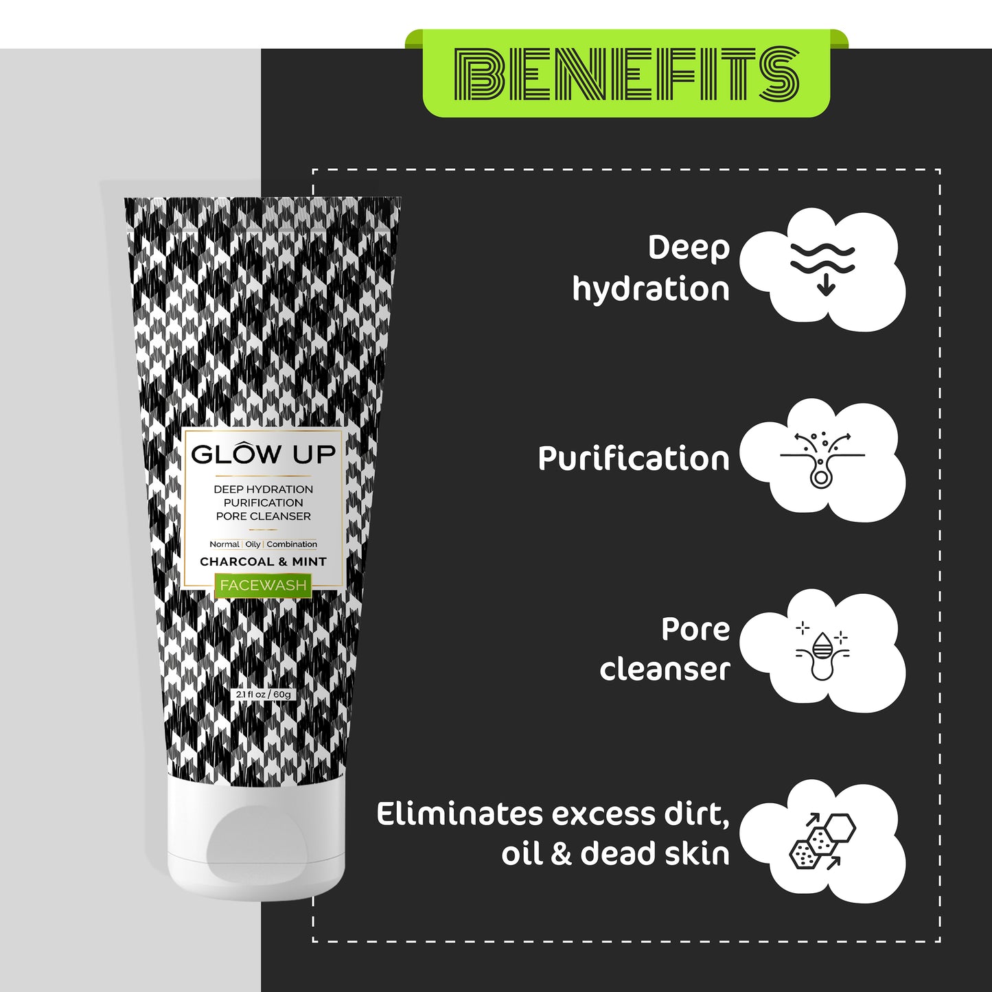 Benefits of glow up charcoal face wash 