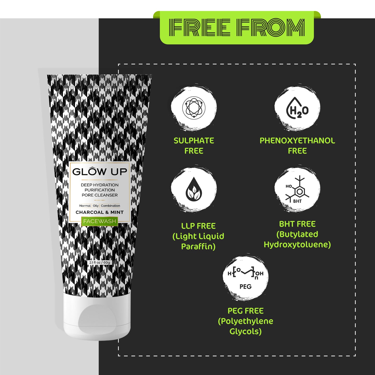 Glow up charcoal face wash free from 