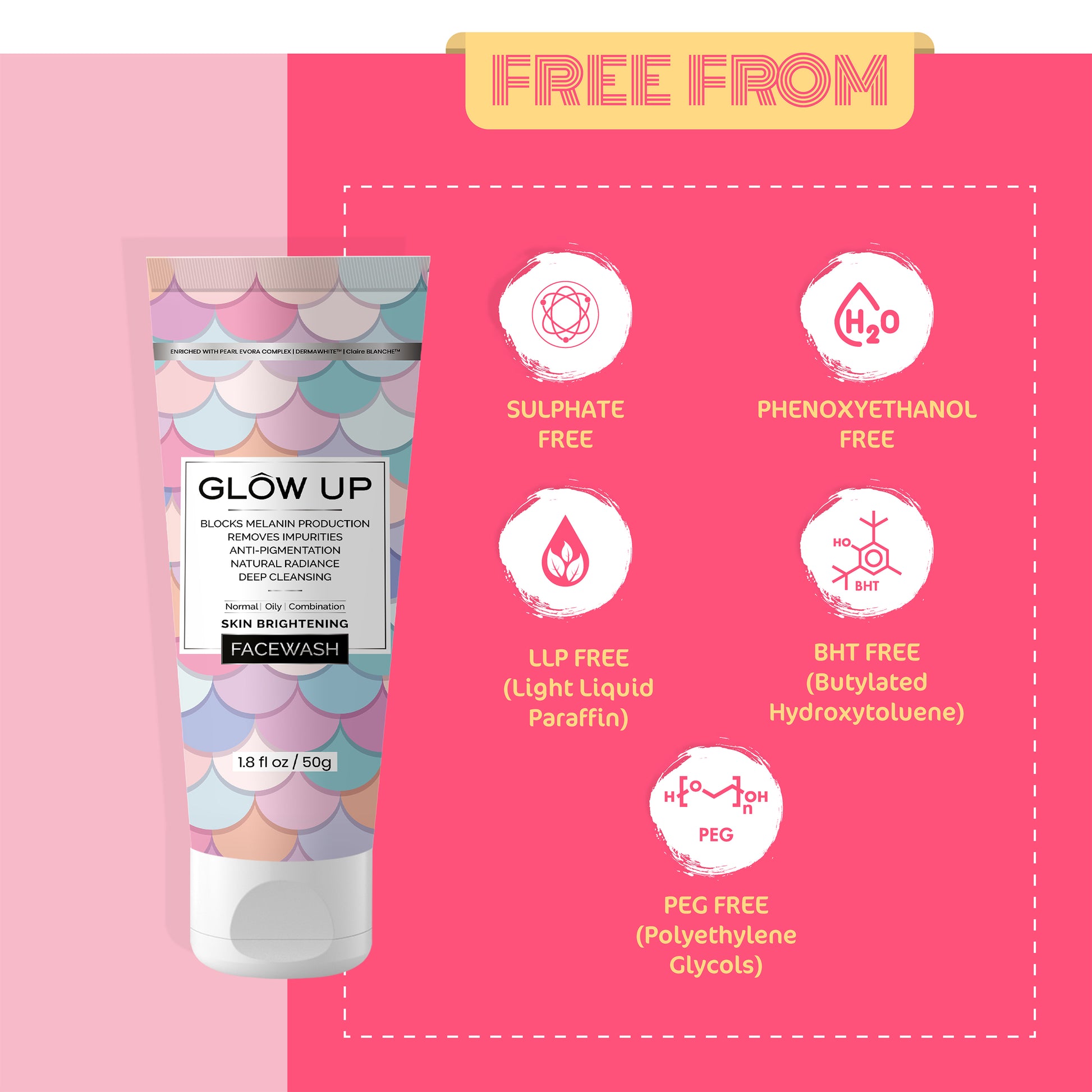 Free from glow up skin brightening face wash