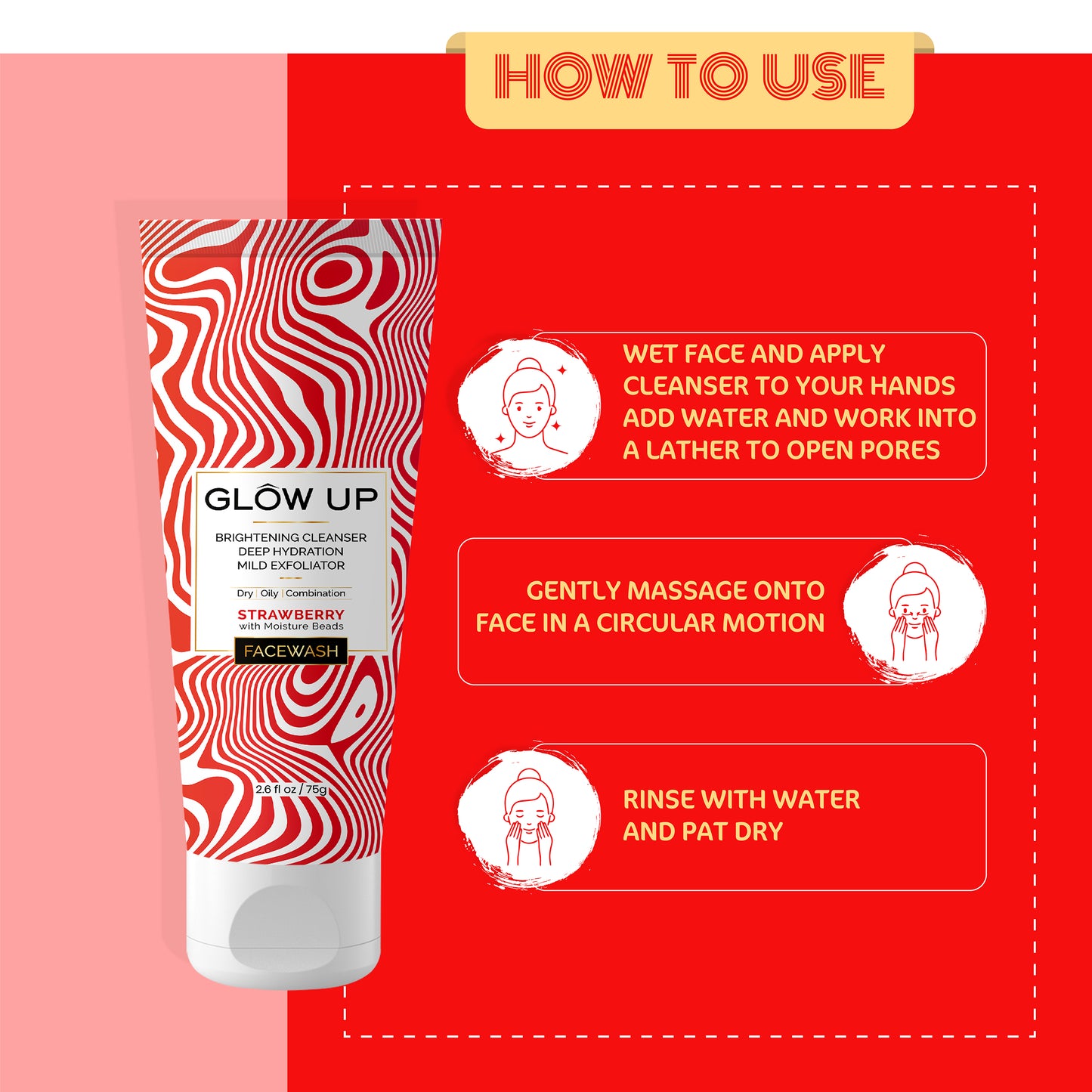 How to use glow up strawberry face wash