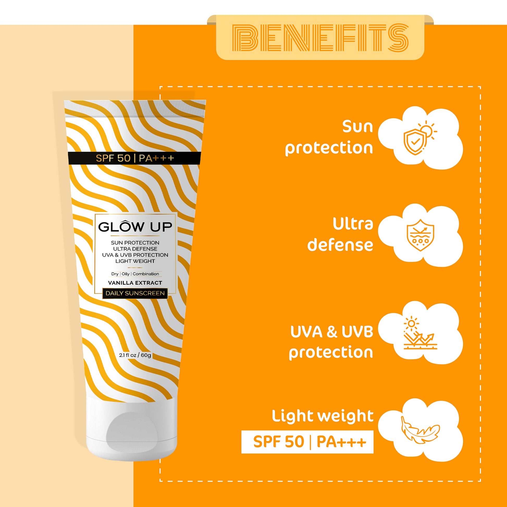 Benefits of glow up daily sunscreen spf 50