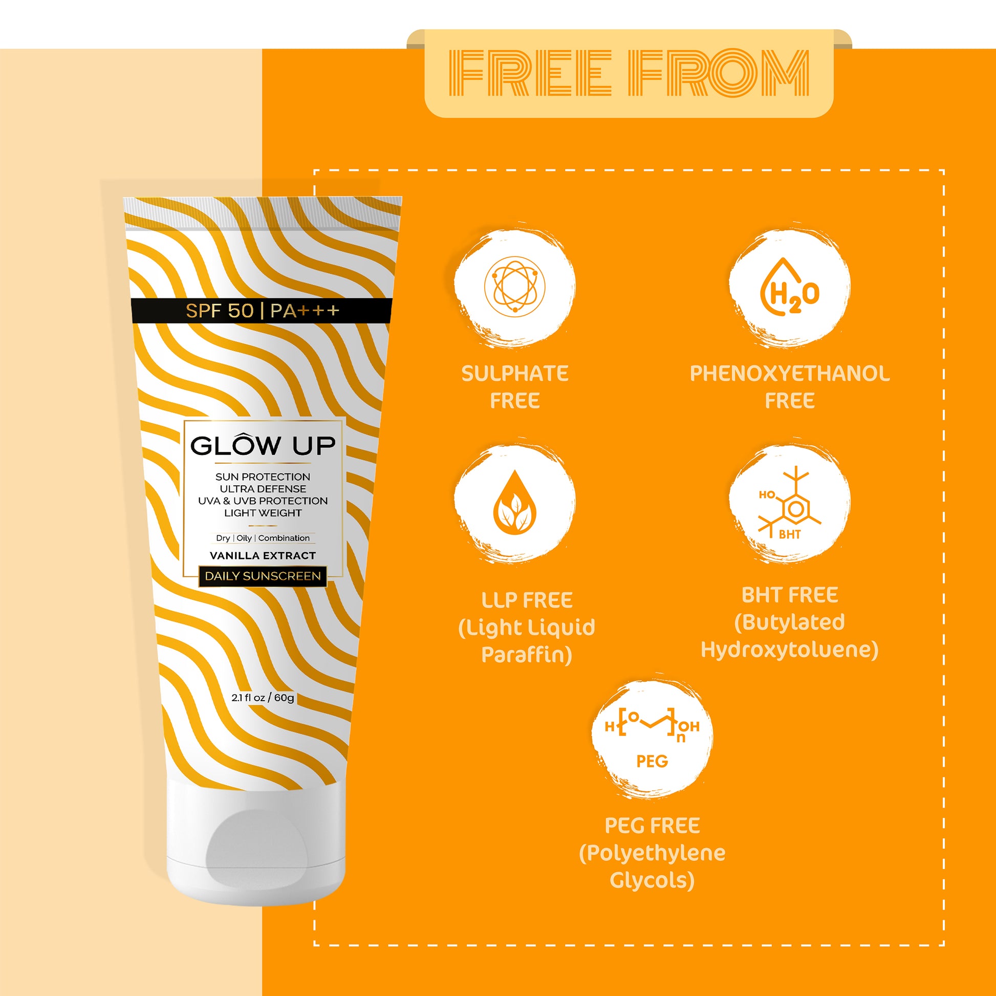 Glow up daily sunscreen spf 50 free from