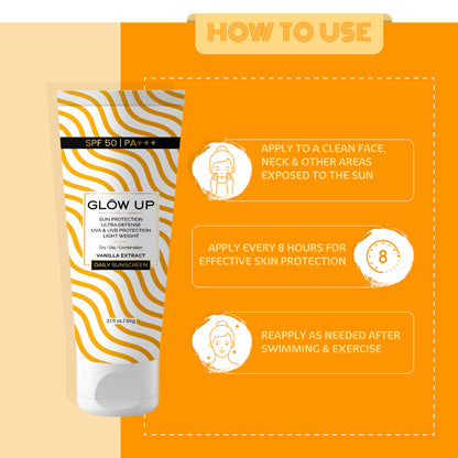 How to use glow up daily sunscreen spf 50