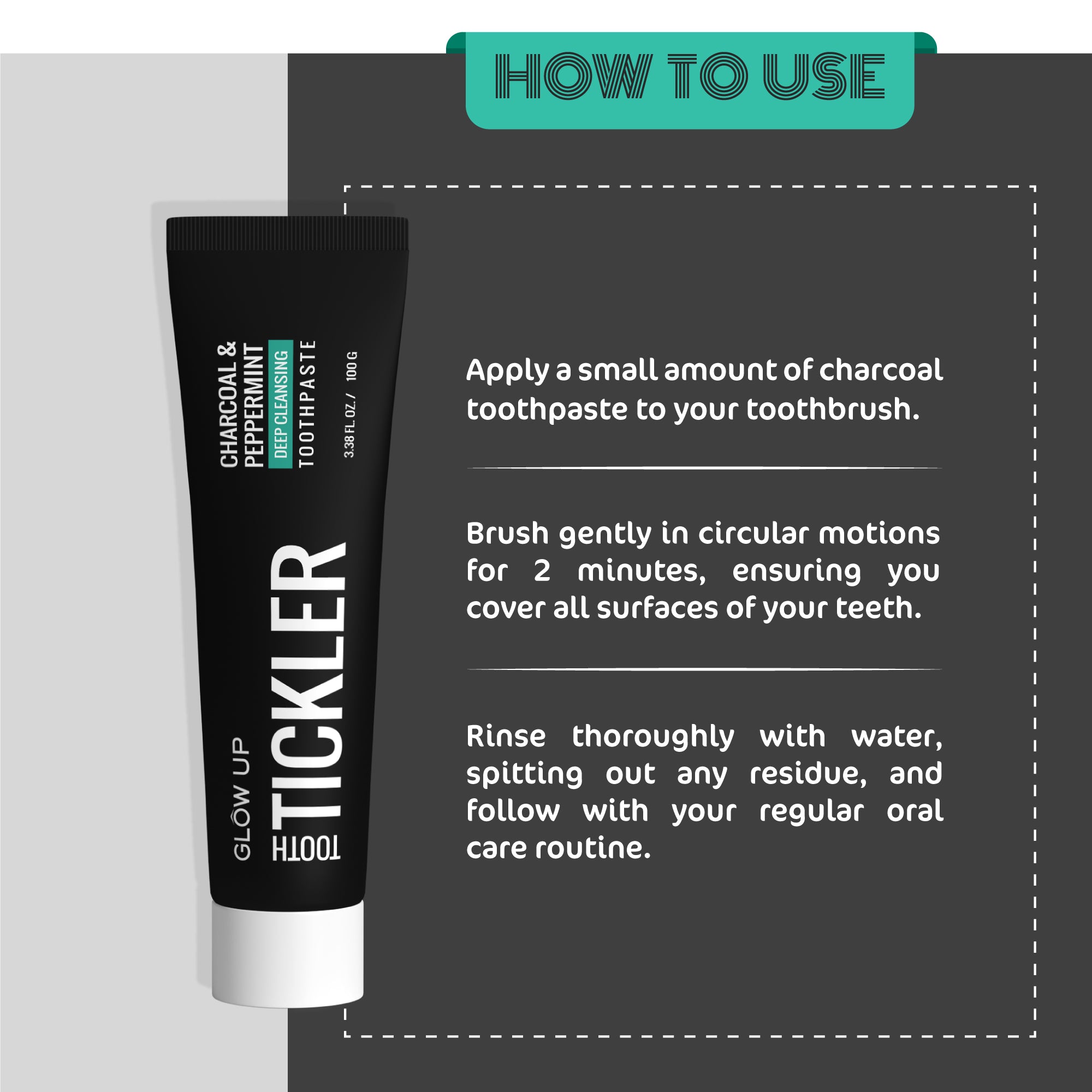 CHARCOAL TOOTH TICKLER TOOTHPASTE - 100g β Glowup