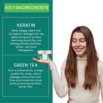 LUSHGLOW KERATIN & GREEN TEA HAIR MASK - 250 G
